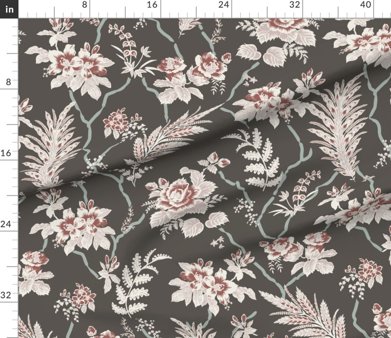 Heritage Chinoiserie Brown Custom Printed Fabric by Spoonflower Various Fabrics by the Yard or Fat Quarter 21049664